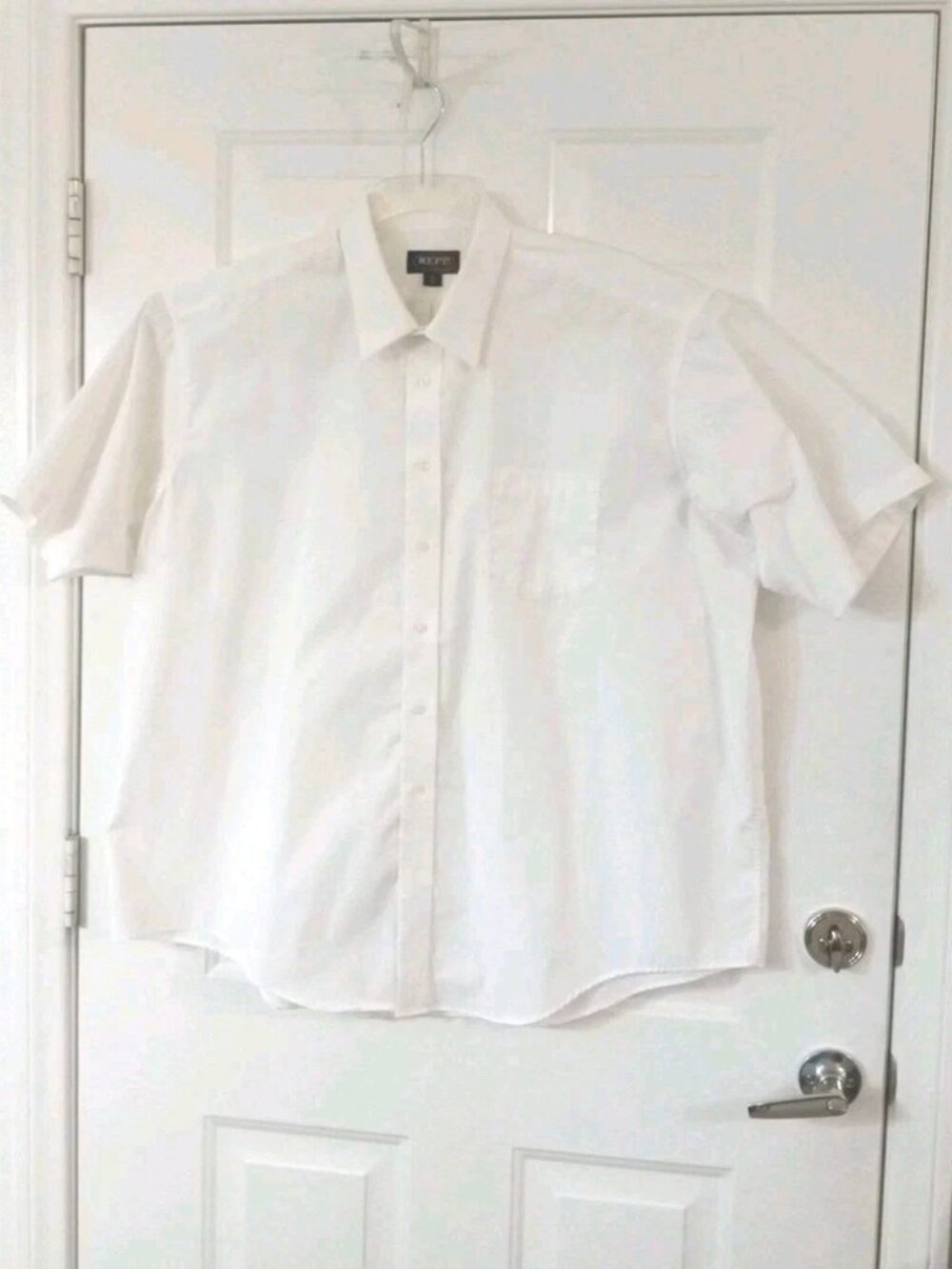 Vtg REPP Classics Mens 19 Big White Short Sleeve Dress Shirt 80s 90s